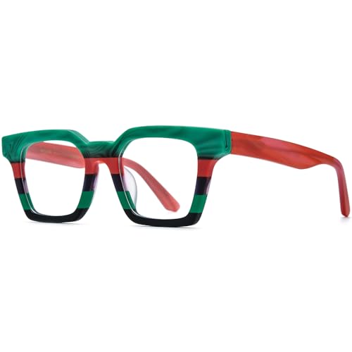 Image of HEPIDEM Matte Multicolor Acetate Glasses Frame Men Vintage Square Eyeglasses Optical Spectacles 9289