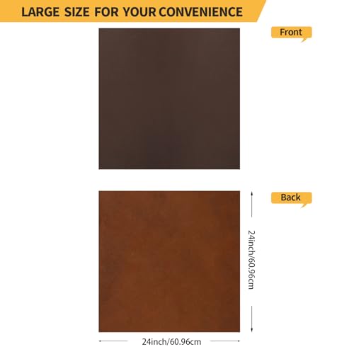 Image of RingSun Genuine Leather Sheets for Crafts 24''X24'' Full Grain Leather Tooling Leather (2mm) Thick Cowhide Leather Pieces Square, Red Brown