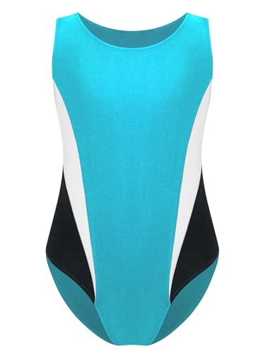 Zaldita Kinder Jungen Gymnastikbody Ärmellos Sportbody Ballett Trikot Tanzbody Jumpsuit Overall Ballettanzug Akrobatik Wettkampf Blau Grün 110-116