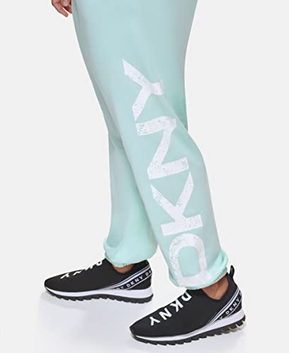 DKNY Calças de Moletom Esportivas Femininas, Jogger com logotipo Country Blue Crackle, Large