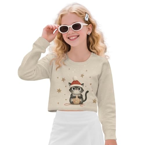 Haut court graphique 3D fille pour le collège et les sorties stylées en automne-hiver