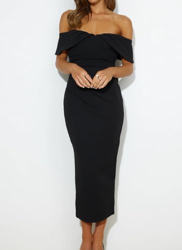 Elegant Off The Shoulder Bodycon Backless Ruched Midi Dress Strapless Tube Slit Dresses for Women Wedding Guest2