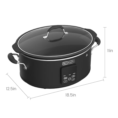 Image of HOMECOOKIN Slow Cooker, Extra Large 10 Quart Digital Programmable Slow Cookers with Timer, Dishwasher Safe Glass Lid & Crock, Kitchen Appliance for Families and Gatherings, Black