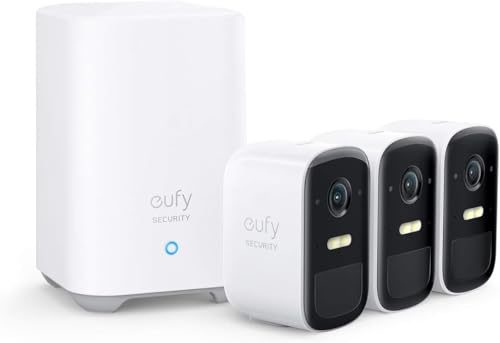eufy Security eufyCam 2C Kit 3 telecamera wifi esterno senza fili, 180 giorni di durata della...