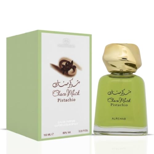Al-Rehab Choco Musk Pistachio Perfume Oil Roll-On - 100ml (3.4 oz) | Nutty Gourmand Fragrance with Pistachio, Chocolate &amp; Vanilla | Sweet, Creamy &amp; Addictive | Long-Lasting Scent for Women &amp; Men