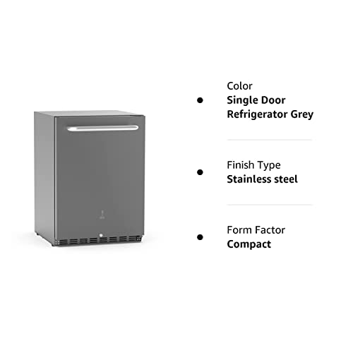 Icejungle Outdoor Refrigerator 24'' Built-In/Freestanding Compressor Beverage Fridge Refrigerator For Home And Commercial Use, Indoor And Outdoor, Grey #TOP6