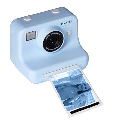 Praktica KP1 Kids Instant Camera – Blue, Dual Lens with Sticker Rolls, Sticker Book & 8GB Micro SD Card for Parties, Playdates & Creative Fun