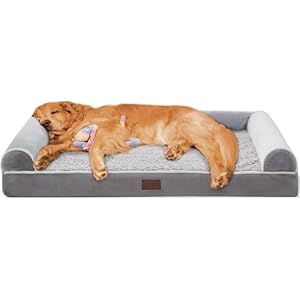 Orthopedic Dog Bed for Extra Large Dogs – Washable, Waterproof, Comfy Memory Foam Bolster, 42″L x 30″W x 7.5″Th