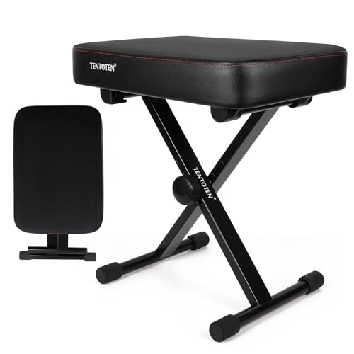 TENTOTEN Piano Bench Folding Piano Stool, Comfortable Memory Foam Piano Seat Adjustable Piano Chair...