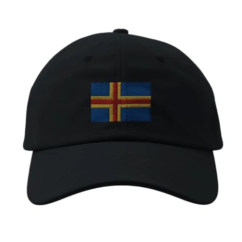 Casquette Drapeau d'Åland Noir - Chapeau Réglable Brodé Unisexe