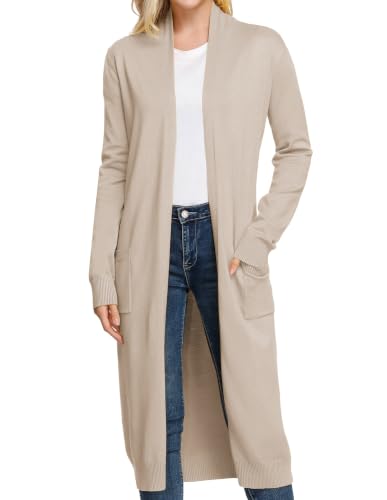 Image of GRACE KARIN Essential Solid Open Front Maxi Long Knitted Cardigan Sweater for Women