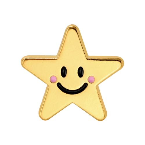 GKDFK Gold Star Pins Bulk Happy Face Enamel Pins Yellow Star Lapel Pin Five Star Badge Backpack Hat Bag Button Pins for Women Men (1)