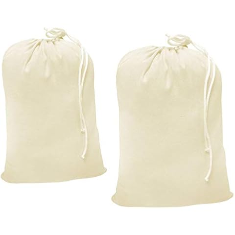PACK of 2, 100% Cotton Extra-Large Laundry Bag 24 Inches by 36 Inches in Natural Color by Linen Clubs - Lightweight and Durable, gives you a long-term solution to your laundry carrying needs Cover