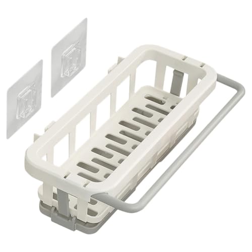 BATHVEVE Soporte para Esponja de Cocina de Abs Blanco, Organizador Reutilizable para Paños Drenaje sin Perforaciones, Adecuado para Mantener Limpio el Fregadero