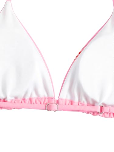 Image of RoseSeek Girl's 2 Piece Swimsuits Floral Gingham Halter Triangle Wireless Bikini Bathing Suit
