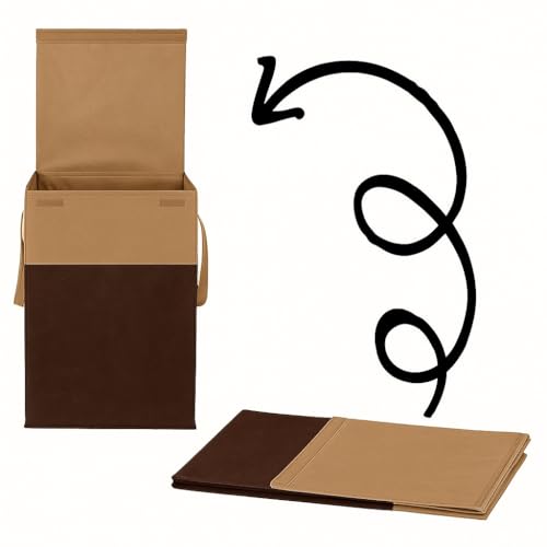 Image of Homerz Premium Folding Laundry Basket for Clothes with lid and handles, 24X17X47 inch size, Laundry Bag Cloth Basket Non Woven Laundry Bin Laundry Bags for Clothes Freestanding (Brown)