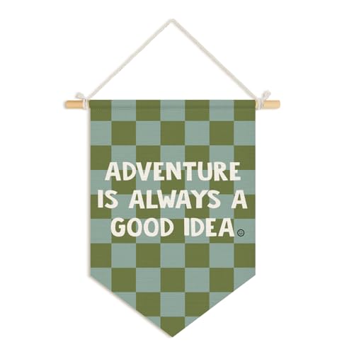 Wheatwin Nursery Decor, Adventure Is Always a Good Idea Wall Hanging Pennant Flag Banner, Kids Room Wall Decor for Toddler Nursery Bedroom Playroom Classroom 15x11 Inch