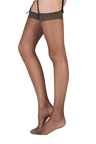 Women's Nylons 10 Denier Gloss Stockings- Everyday, Workplace, or Occasion, Ultra Smooth, Black (Barely Black), Medium/Large2