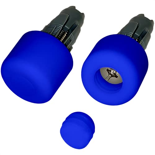 BUMPY Rubbery Bicycle Handlebar End Plugs, Innovative Design, Bumpers Made of Durable Colorful Silicone, Expands to Lock in Place, Adds Safety & Style, One Pair (Blue), One Size