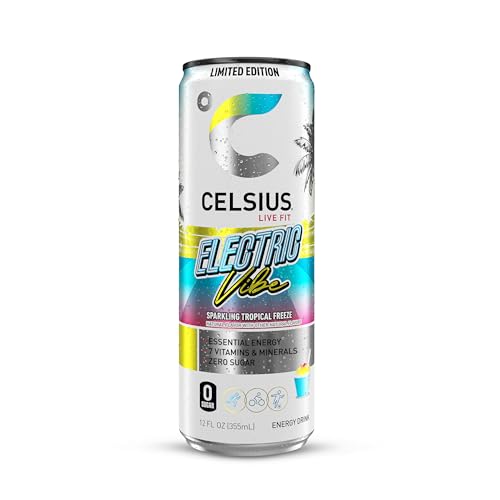Image of CELSIUS Sparkling Electric Vibe, Functional Energy Drink 12 Fl Oz (Pack of 12)