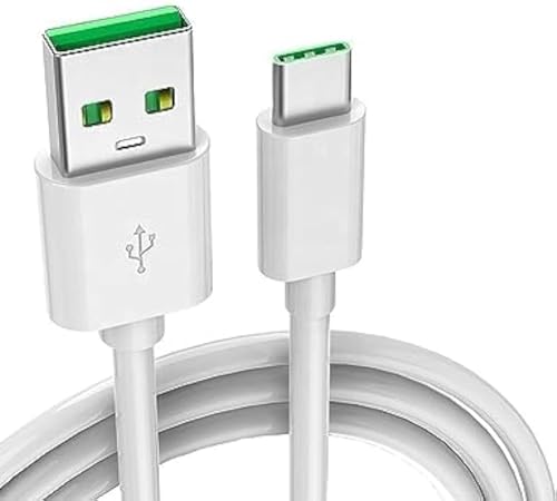 Image of 33W Super Vooc USB Type C Fast Charging Cable for Oppo Reno 3 Youth | Oppo Reno 3 5G | Oppo K5 | Oppo Reno A|Oppo A5 | Oppo K10 Energy (Only Cable), 1M, White