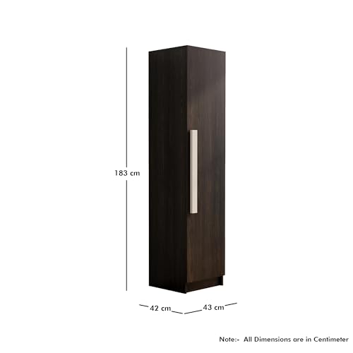 Image of Bniture Wooden Almirah for Clothes, Door for Bedroom, 1 Door Wardrobe Huge Storage Space (42D x 43W x 183H CM) | 3 Year Warranty (Flower Wenge) (Flower Wenge)