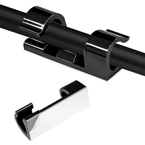Clips de Cable Autoadhesivos 60 Piezas, Sujetacables Negros de 7.5mm con Adhesivo Fuerte, Organizador de Cables para Debajo de Escritorio, Pared, TV, PC y Ethernet miniatura 1