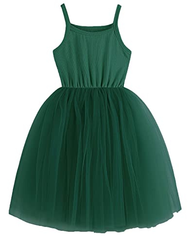 Image of GSVIBK Baby Girls Tutu Dress Sleeveless Toddler Cotton Tulle Skirt Princess Party Prom Dresses