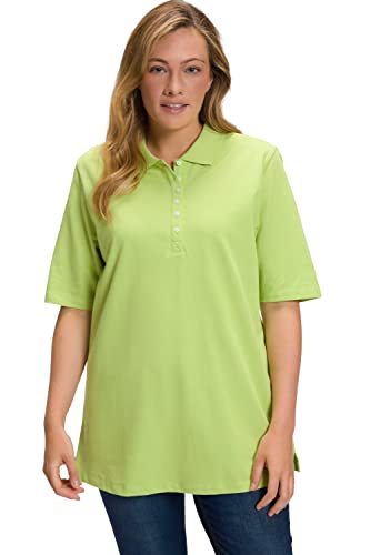 Ulla Popken Damen Basic Poloshirt T-Shirt, kiwigrün, 66-68