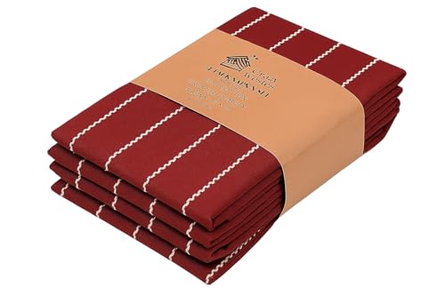 Image of Cotton Kitchen Hand and Lunch Towels - Solid Colors, Super Absorbent, 100% Cotton, Quick Dry, Multipurpose Dish Cloths for Home & Restaurant Use (Pack of 4, 18 X 24 Inches) (Maroon)