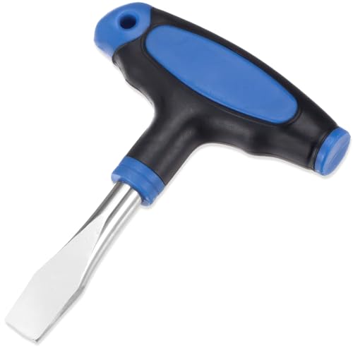 Tournevis à tête plate avec poignée en T de 12 mm, poignée ergonomique en plastique, longueur de tige allongée, en acier au carbone, idéal pour les jeux de films, bleu noir