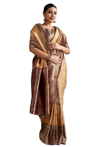 Sari Kanjivaram en soie douce Meenakari pour femme : une tenue de cérémonie fluide sans pli