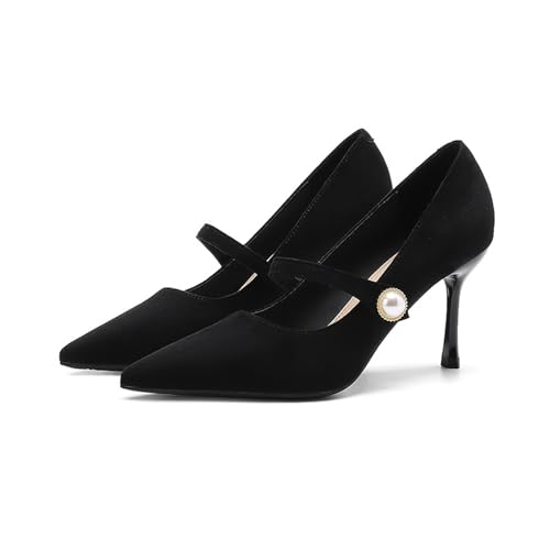 Escarpins à bout pointu en daim YYZTXF avec talons hauts de 3 pouces pour femme