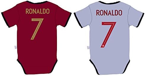 Cristiano Ronaldo #7 Portugal Soccer Jersey Baby Infant and Toddler Onesie Romper Premium Quality - Home and Away PACK OF 2 (12-18, Pack of 2)
