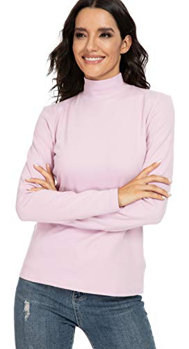 Image of Women's Cotton Mock Turtleneck Long Sleeve Basic Thermal Top