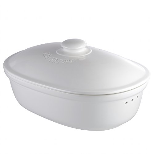 Römertopf 281004 Themo - Fuente de cerámica Ovalada para Pan (44 x 26 x 19,5 cm), Color Blanco
