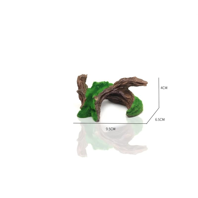 Adorno Decorativo de Madera Flotante para Acuario con Musgo, Adorno de Corteza de Resina, paisajismo de peceras, Accesorios para Acuario, 9,5x6,5x4 cm