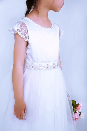 Girl 1st Communion Tulle White Clothes Teens Kid Wedding Pageant Prom Dresses Size 6 7 8 9 10 11 12 13 144