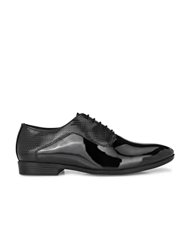 Image of STANPHORD Mens Motion Formal Shoes | Patent Glossy Shine Durable Office Wear Oxfords Lace Up Shoes for Formal Wear, Business Casual and Wedding Occasions