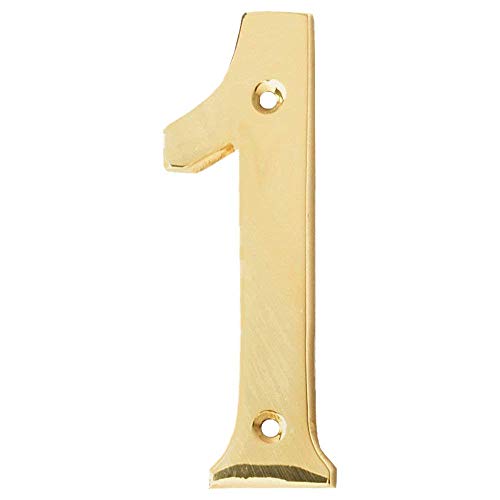 Motif 4-Inch Solid Brass Lacquered Polished Outdoor Decor Mailbox Numbers House Numbers For Outside House Numbers Address Sign For Door (Number 1)