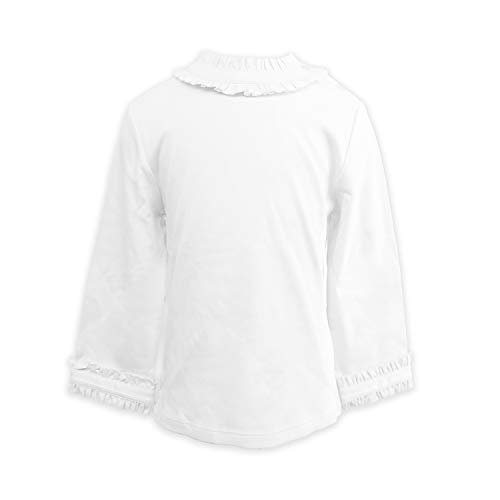 The Season Essentials Kidsy Girls Frilled Neck and Cuffs Peruvian Cotton T-Shirt – Long Sleeve, Crewneck