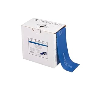THERABAND Resistance Band 25 Yard Roll, Extra Heavy Blue Non-Latex Professional Elastic Bands For Upper & Lower Body Exercise, Physical Therapy, Pilates, Rehab, Dispenser Box, Intermediate Level 2