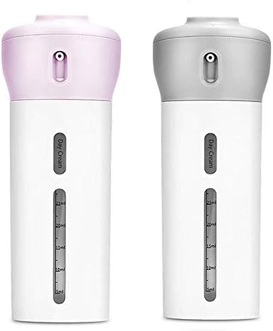 2 Pieces 4 in 1 Travel Dispenser Shampoo Lotion Gel Set Leak-proof Travel Containers Bottles For Toiletries Body Wash Liquid Cream TSA Approved , Grey/Pink (pink+gray)