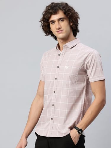 Image of Majestic Man Slim Fit Pure Cotton Half Sleeve Checked Casual Shirt
