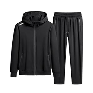 Men’s Fleece Tracksuit Set Hooded Jogger Sportswear Warm Two Piece Sweatpants And Jacket Plus Size