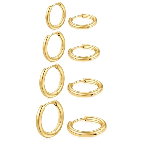 Huggie Hoop Earrings Small Hypoallergenic 14K Gold Plated Huggie Earrings For Women Simple Huggie Stud Earrings