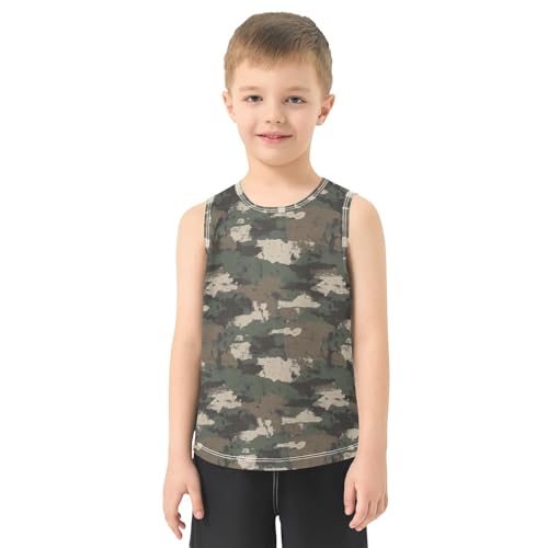 Camouflage with Grunge Children Tank Tops Sleeveless Casual Tops for Kids Athletic Workout Clothes Quick-Dry2