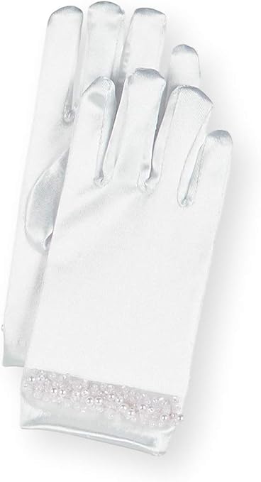 Bonnie Jean First Holy Communion Detachable Veil and Matching Gloves Set with Pearl and Sequin Trim4