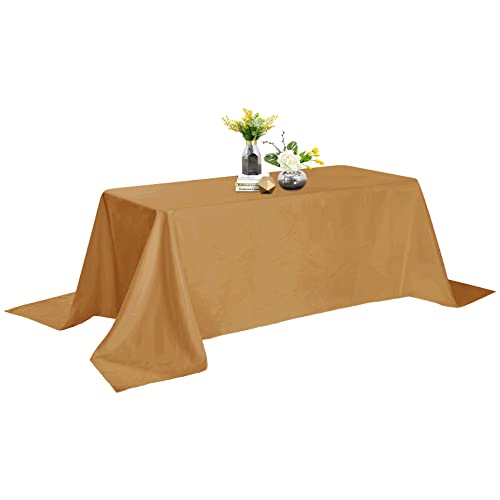 90x132 Gold Tablecloth - Stain and Wrinkle Resistant Washable Polyester Table Cloth, Decorative Table Cloth for Dining Table, Buffet Parties and Wedding