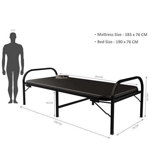 Honey Touch® Metal Folding Bed Single Size with Single Layer Mattress for Sleeping Guest Bed Easily Storable (Single Layer Foam, 2.5ft x 6ft) - Image 2